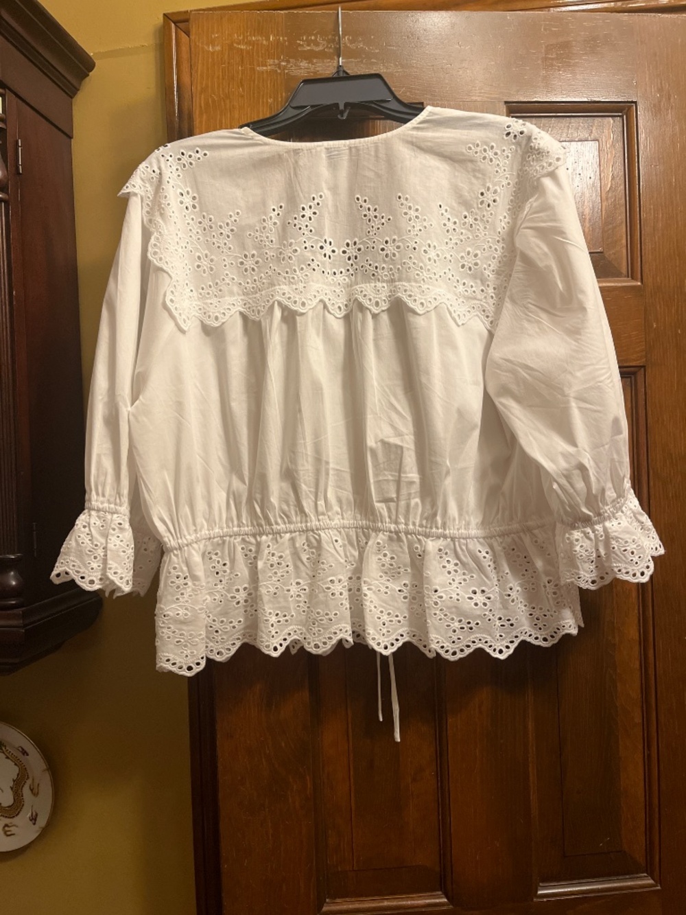 NWOT Joie White Cotton, Drawstring Waist Top. So Cute! Sz. Lg. - Picture 5 of 10